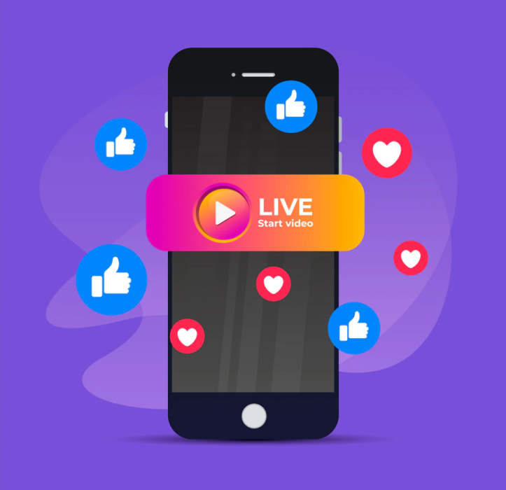 Free-Vector-Live-stream-concept-with-smartphone